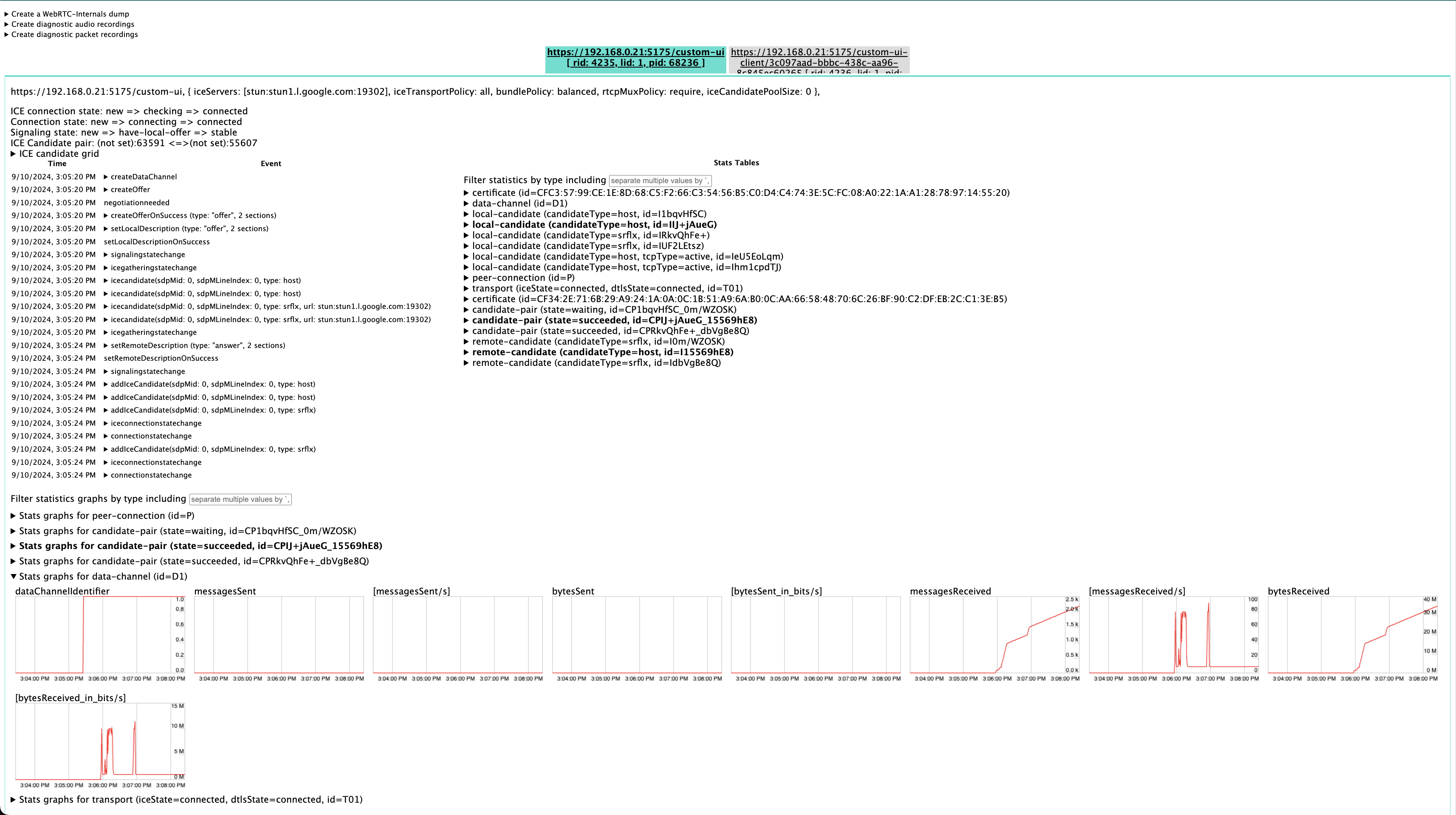 WebRTC internals